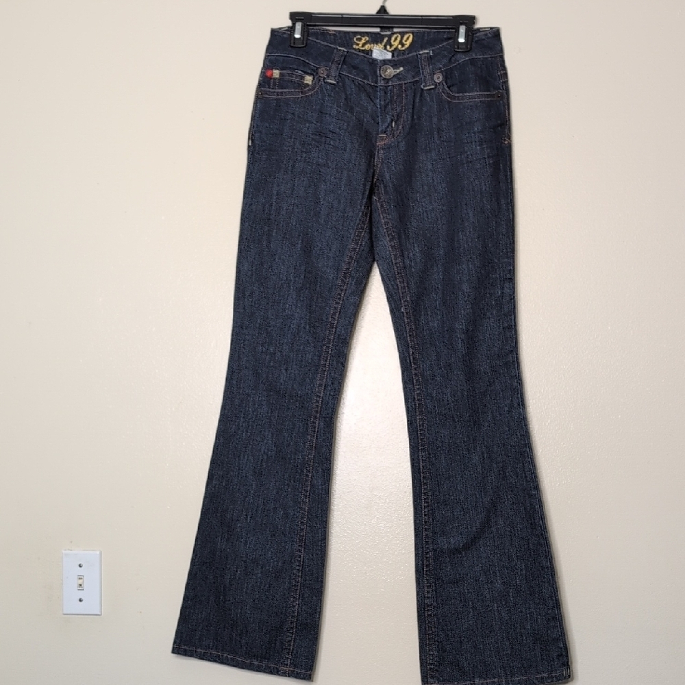 Level 99 Blue Flare Wide Leg Jeans Size 28